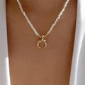 Pearl necklace wholesale cross-border new moon jewelry niche high-end accessories long neck chain women's accessible luxury clavicle chain