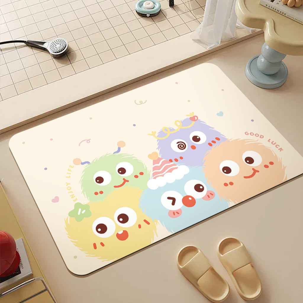 Soft diatom mud toilet floor mat bathroom absorbent non-slip mat cartoon toilet door mat toilet bathroom bathroom bathroom