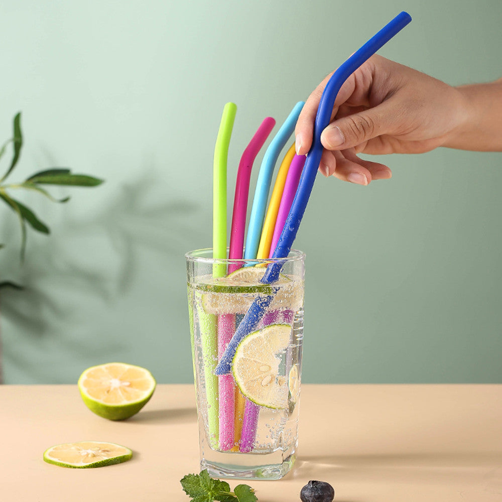 Silicone straw drinking tube silicone milk tea bent straw juice soft thin straw kids' food supplement silicone straw