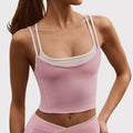 Fitness tops sling sexy spaghetti strap contrast colorfake two-piece halter sports intimates bra vest yoga clothes for women
