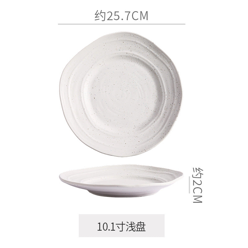 Minimalist blue and white polka dot ceramic bowls, plates, and dishes - perfect for home, restaurant, western cuisine, steak, high-end hotel, and unique dessert presentation