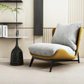 Light grey fabric cushion / yellow leatherette (microfiber leather) single chair