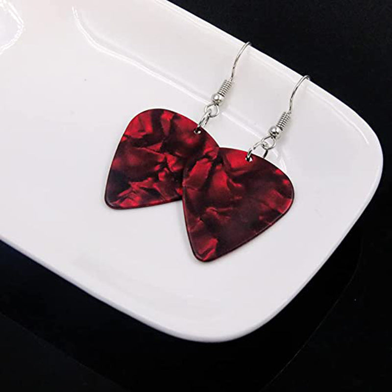 Amazon cross-border hot-selling new jewelry: guitar pick pendant necklace, stainless steel hellfire earrings for layering