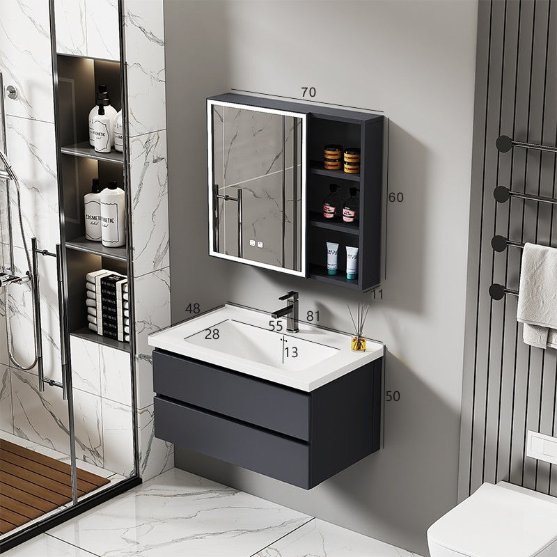Hotel-style honeycomb aluminum bathroom vanity set with integrated ceramic basin, smart waterproof and moisture-proof washbasin for bathroom use
