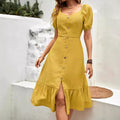 european and american spring new arrivals: solid color short sleeve maxi swing dress for  and