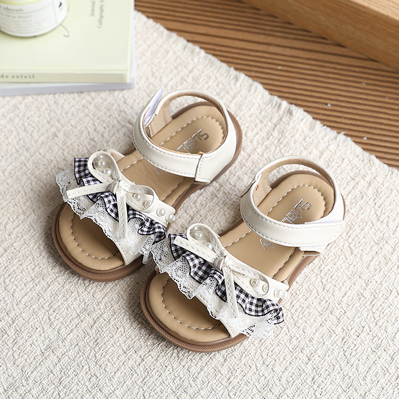 Summer new arrivals: korean style girls' bow-tie princess shoes - stylish open-toe sandals for big kids and toddlers