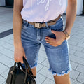 European and american summer new arrival cross-border  distressed denim shorts  fashion raw hem fringe jeans women's