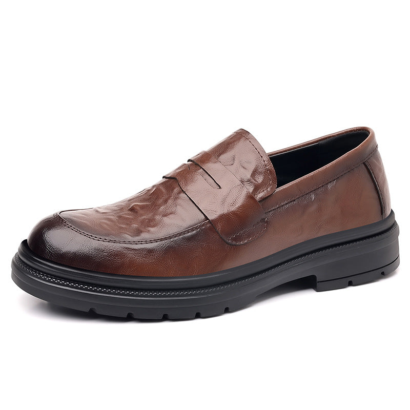 Genuine leather shoes men's shoes new arrival slip-on formal wear live cross-border hand-grab pattern breathable business casual slip-on leather shoes