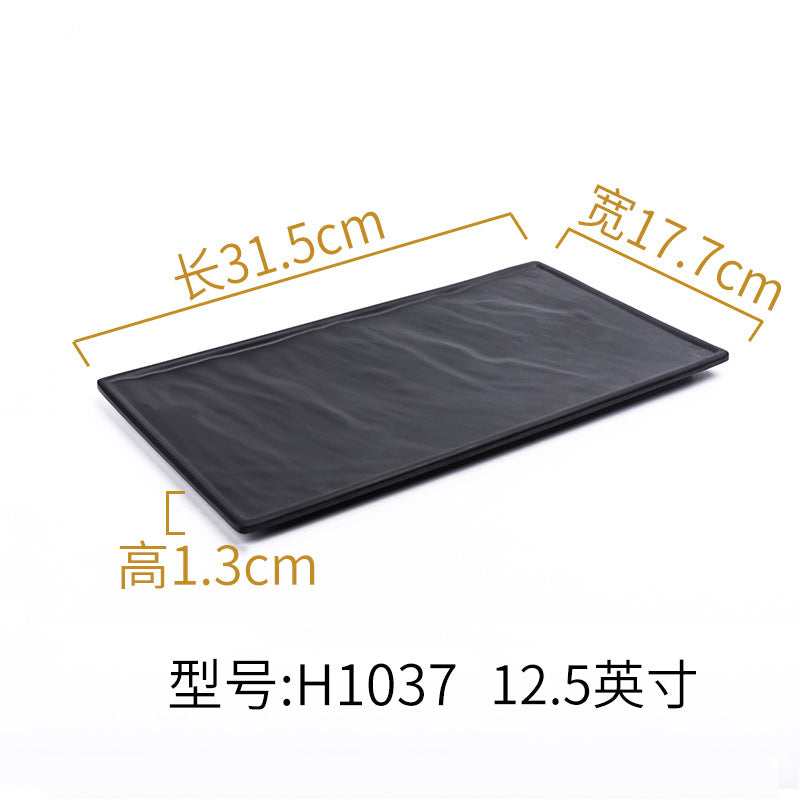 Melamine black tableware plastic dish imitation porcelain dinner plate cold dish plate barbecue hot pot plate barbecue restaurant plate commercial