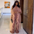 European and american cross-border women's fashion:  autumn new collection - stylish v-neck, ruffle-trimmed, slimming jumpsuit with a unique design