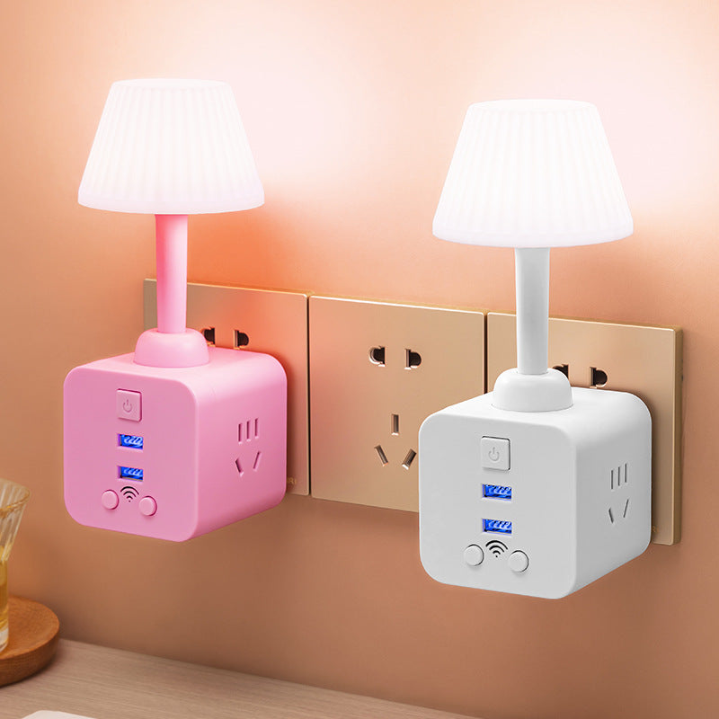 Magic cube voice remote control desk lamp socket all-in-one wireless multifunctional multi-hole socket converter voice control power strip