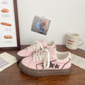 Creamy white chunky sole white sneakers - women's star edition, autumn 2026 new arrival. chic, niche, versatile leather upper, student style athletic skate shoes