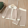 Dropshipping girls' knitted sweater two-piece set - new autumn/winter collection - baby girl striped pants outfit