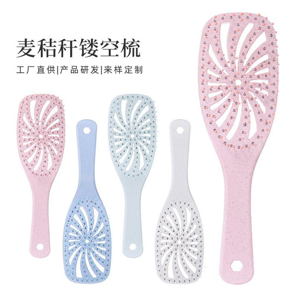 Whirlwind Hollow comb Colored wheat straw Portable fluffy massage comb Hair comb Hollow combHair comb