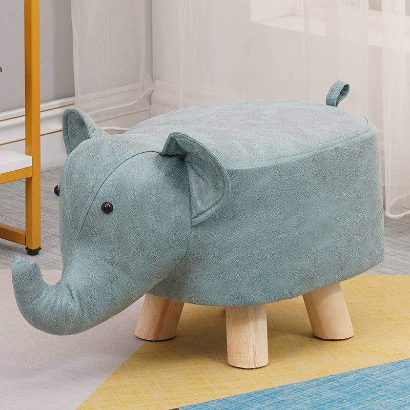 Elephant stool - kids' animal stool - solid wood shoe bench - creative small stool - home living room cartoon cute low stool