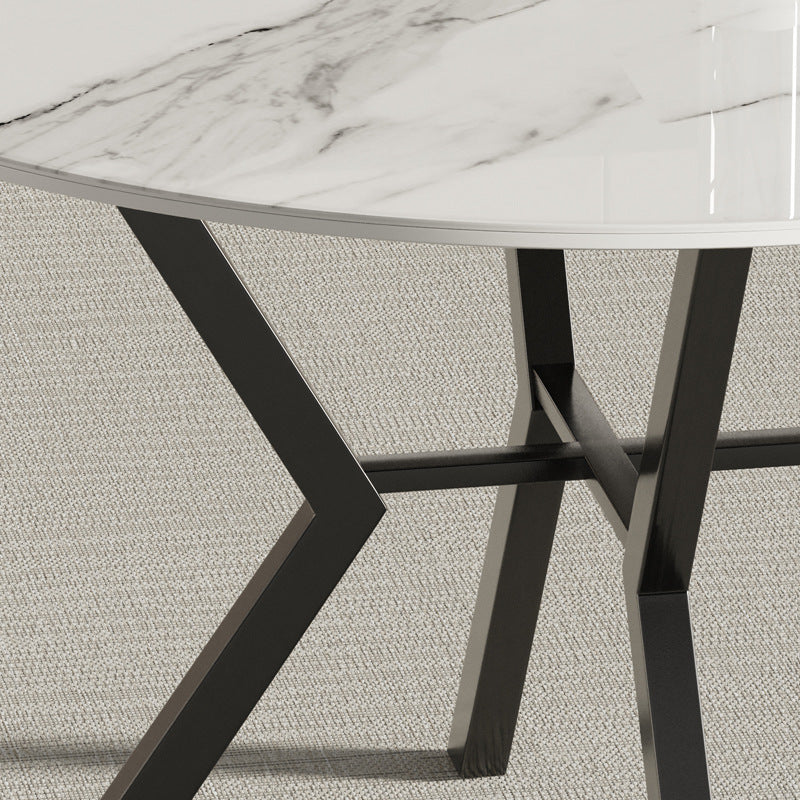 Custom-made nordic rock slab round dining table - modern minimalist home dining table, italian-style extendable hotel negotiation table