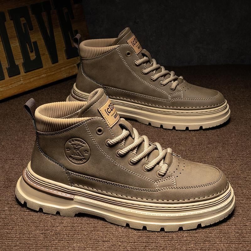 Men's spring new arrivals: british retro mid-cut martin boots, men's casual work shoes, trendy low-top ankle boots, leather shoes