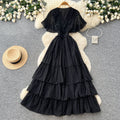 Frenchv neck red polka dot elegantdress women's summer waist slimming look a-line cake skirt dopamine style