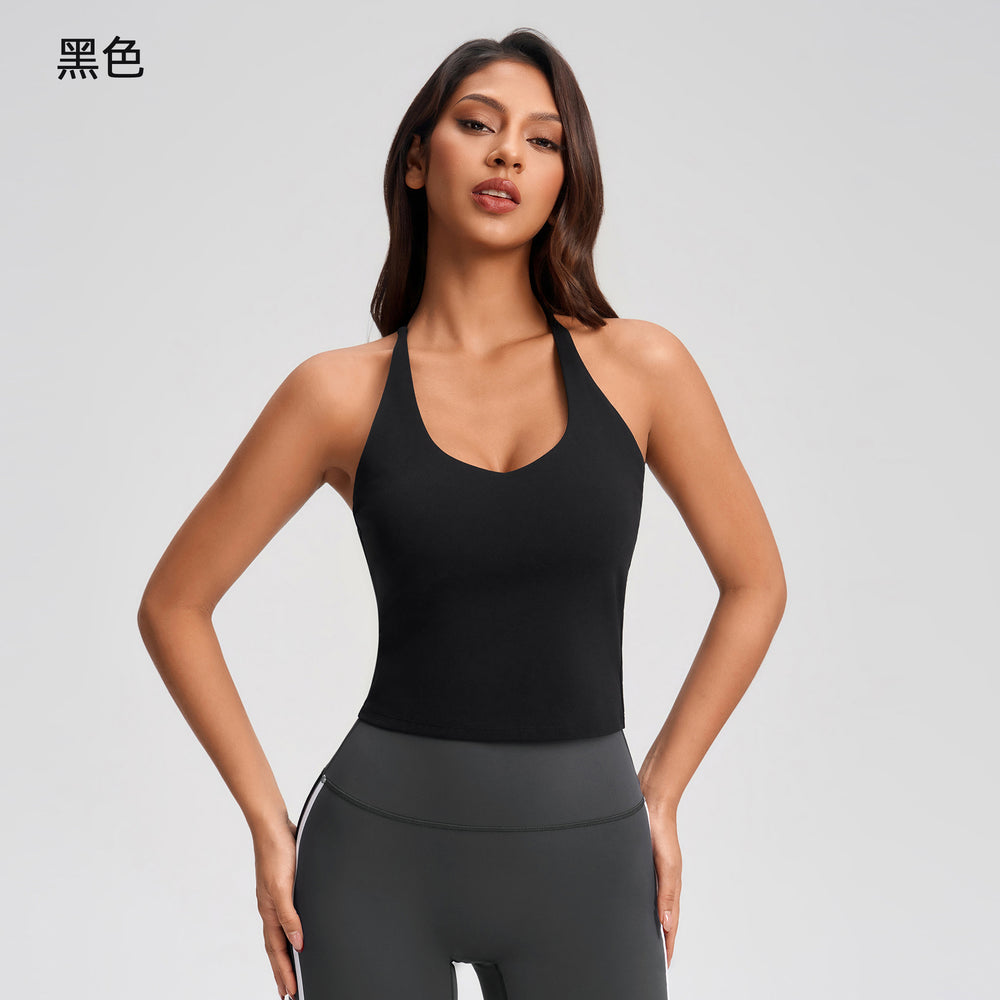 Women's yoga top with built-in bra, criss-cross back, fitness sports tank top, running pilates yoga bra yg-1009