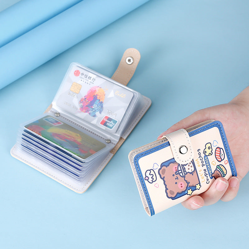 Cute, small and large-capacity cartoon card bag, glue page card position, anti-degaussing driver's license cover, ultra-thin card clip, wallet card cover.