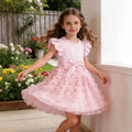 summer korean style girls' short-sleeve lace floral dress - trendy korean kids' formal dress
