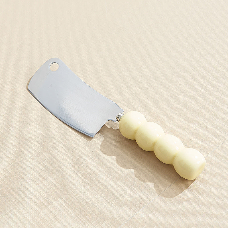 Creamy style thickened ceramic handle utility knife - multi-purpose, high-value fruit knife, stainless steel design dessert knife