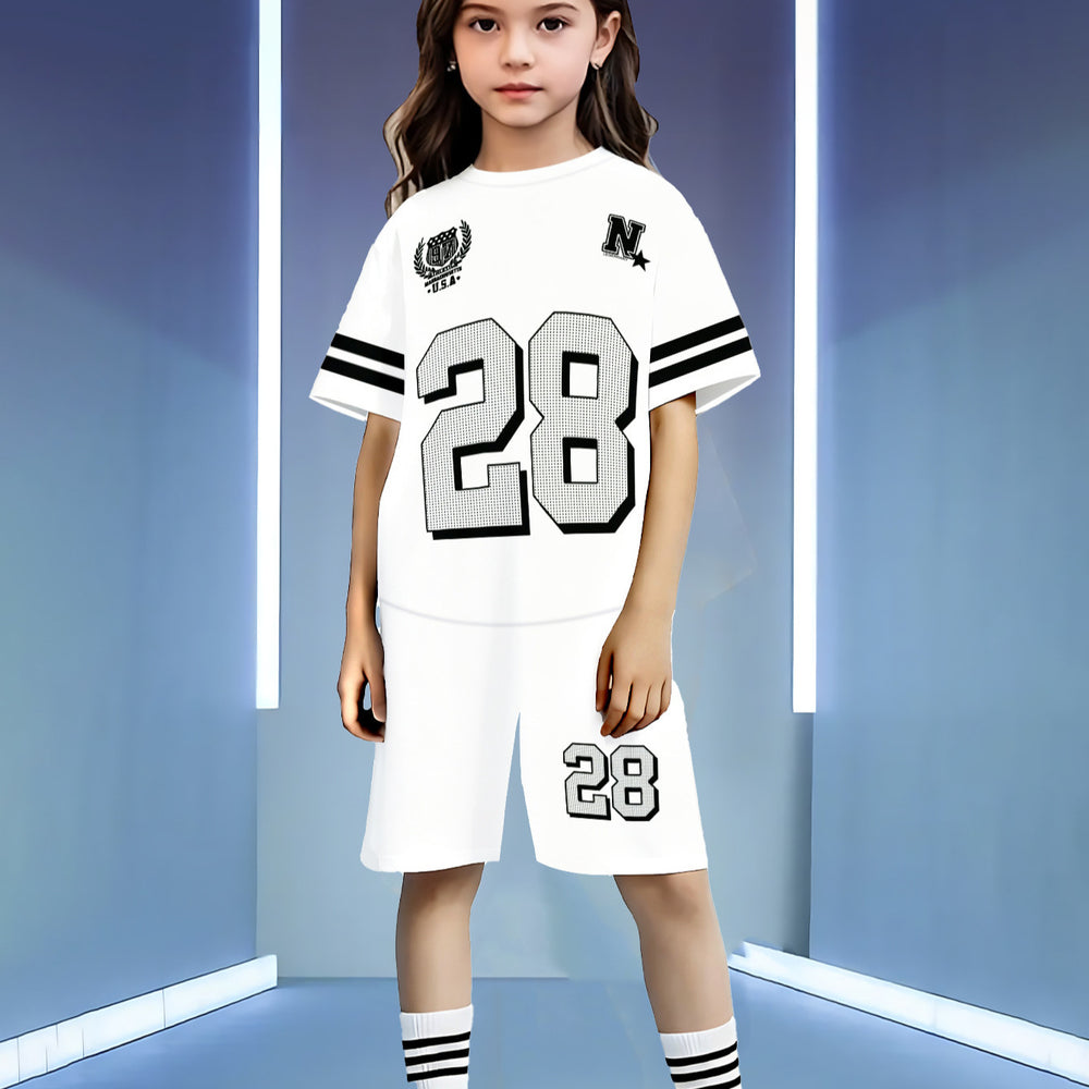 wholesale girls' short-sleeve and shorts sets, fashionable spring, summer, and autumn outfits for girls
