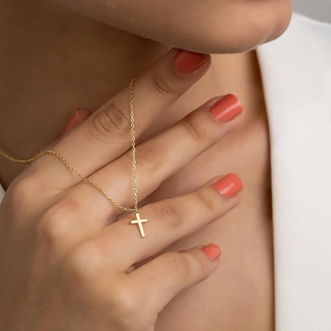 Stainless steel exquisite gold cross necklace - minimalist style gold cross pendant necklace for women and girls - perfect gift