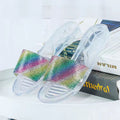 2024 new fashion women's slippers - summer rhinestone stylish ladies' outdoor wear, girly heart-shaped flat color block sandals