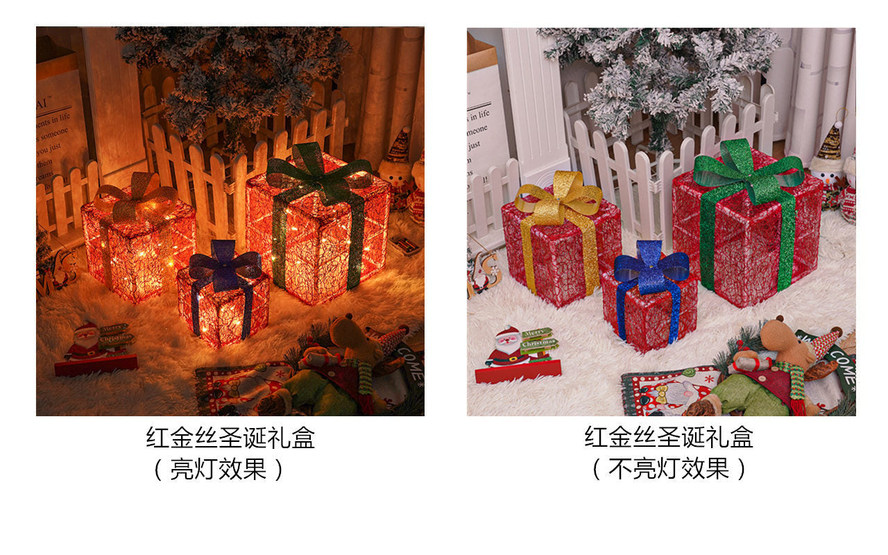 Christmas atmosphere must-have new folding Christmas gift box three-piece set, couple romantic atmosphere props gift decoration