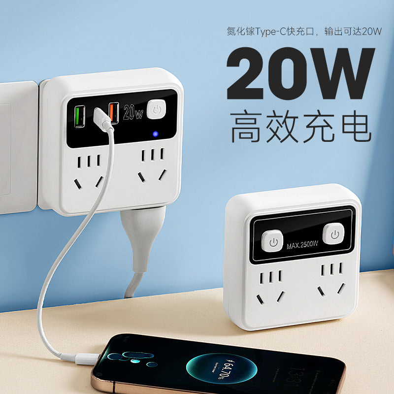 Socket converter for homeusb panel 86 square ultra-thin one to multi-hole slot expansion plug fast charging plug