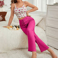 Temu cross-border new women's loungewear set: sexy printed cami top & wide-leg pants - comfortable & stylish for indoor/outdoor wear