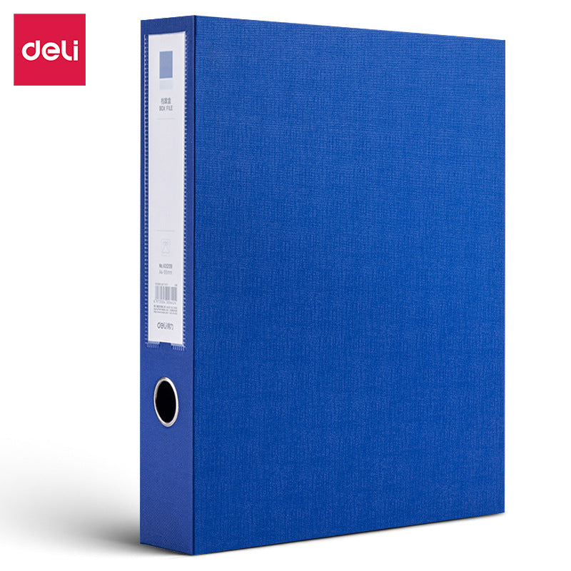 Deli 63209 blue 55mmA4 file box PVC induction and sorting storage side-entry magnetic buckle sealing file box
