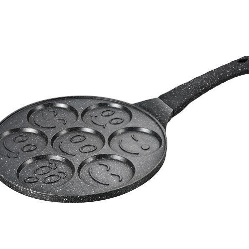 Wholesale die-cast non-stick pan seven-hole waffle cartoon smiley face grill frying pan breakfast pan pancake pan omelette pancake pan