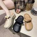 Bow-tie heeled slippers for women, perfect for summer wear. new 2024 style, these slip-on slippers are soft-soled, ideal for lounging at home or as stylish outdoor footwear