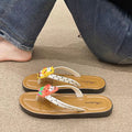 2025 new ins style super cute bowknot flat flip-flops women's summer outdoor wear with skirt hot-selling non-slip sandals