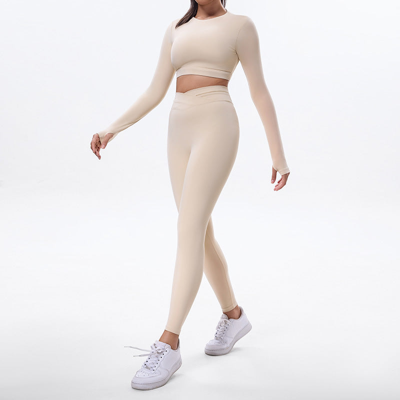 Cross yoga pants women's high waist hip lifting yoga clothes professional fashion outwear nine-point pants tight sports fitness pants