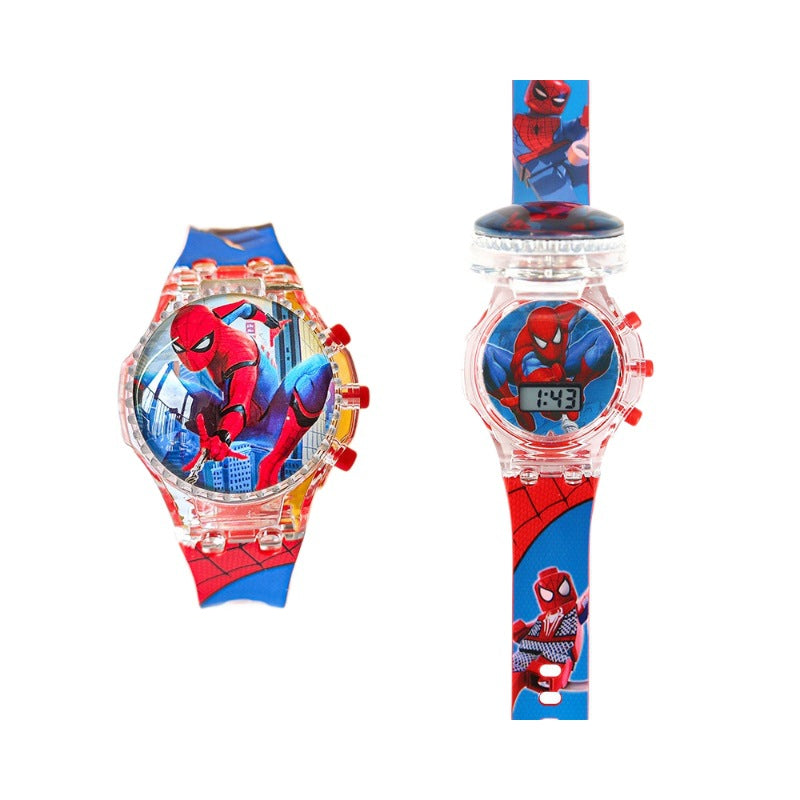 Kids' spider-man watch for boys - zettai revice & ultraman trigger style - flashing, drop-proof, electronic, luminous, and waterproof - perfect for preschoolers!