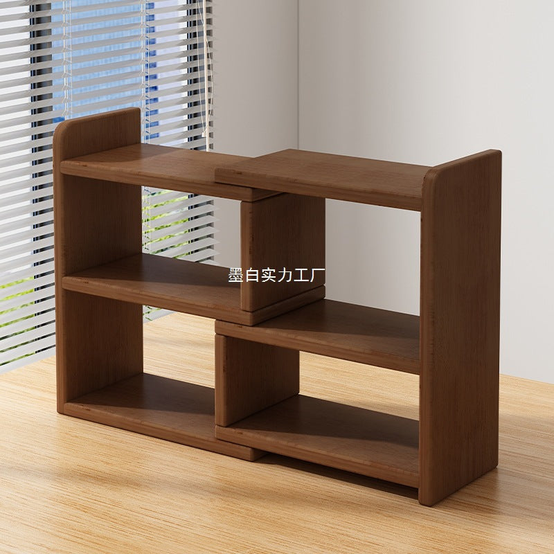 Solid wood bookshelf Desktop shelf Children's desk Storage rack Household desk Small bookcase Office storage cabinet
