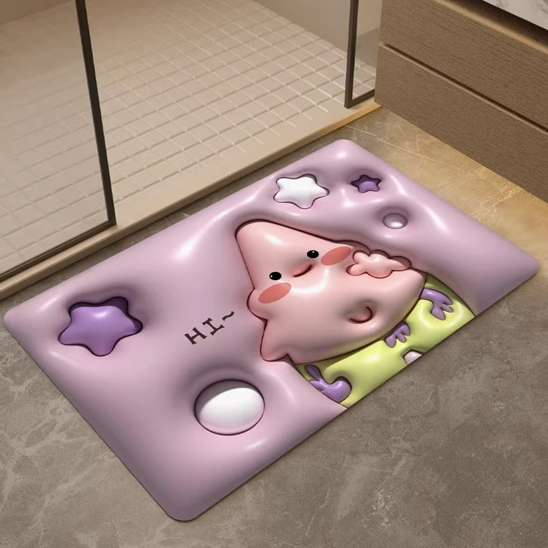 Expanding floral 3d diatomite mud absorbent mat - quick-drying bathroom floor mat, non-slip toilet rug, home carpet pad