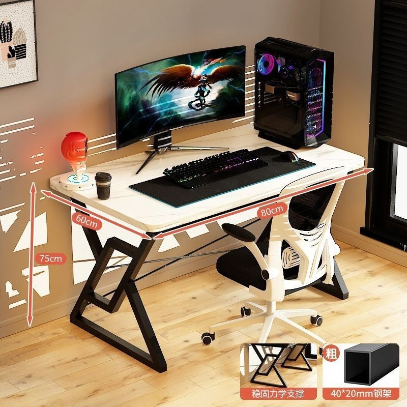 Desk, bedroom, gaming desk, study/writing desk, computer desk with cable management, wide desktop, thickened and reinforced table