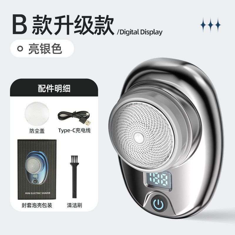 mini electric shaver - portable home use men's razor, travel-friendly, washable, digital display beard trimmer