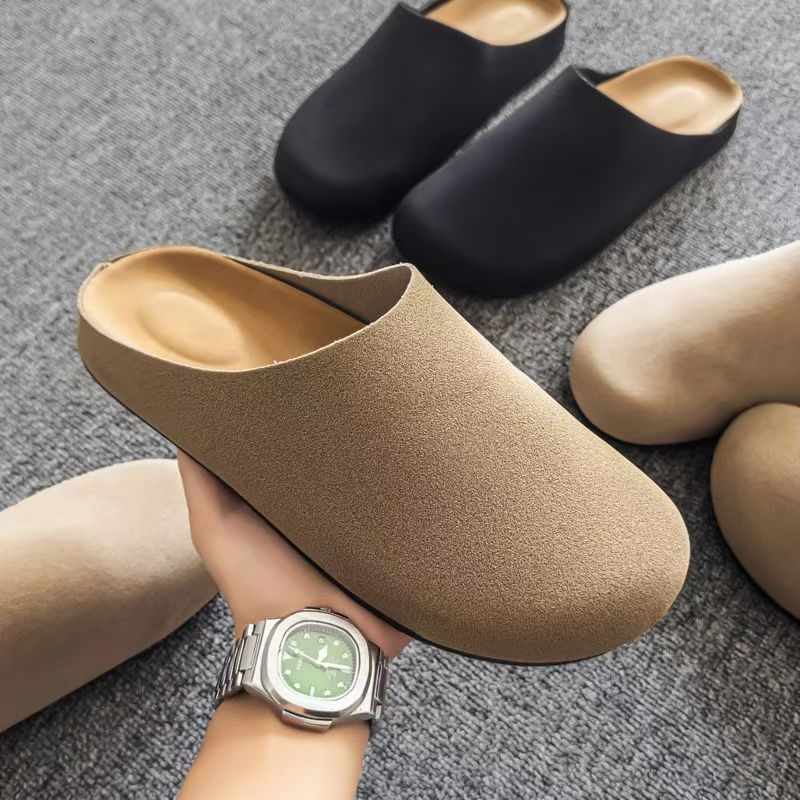 Soft bottom mule slippers for men winteroutwear old money style lazy casual slip-on men's birkenstock shoes toe-cap half drag