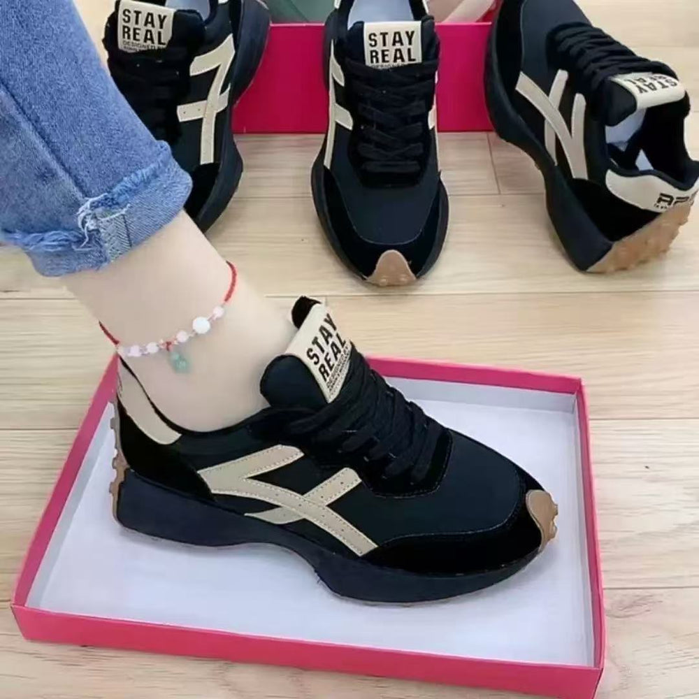 plus size women's shoes new arrival breathable leather sneakers women's korean version thick solecasual soft bottom running dad shoes