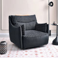 Modern minimalist single lazy sofa chair - living room, balcony, small apartment casual chair - plaid designer swivel chair