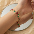 European and american cross-border hot-selling copper inlaid zircon tulip bracelet for women - lightweight luxury, unique style, non-fading zircon jewelry wholesale