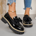 spring new bowknot british style leather shoes women's plus size cross-border export thick-soled loafers wholesale