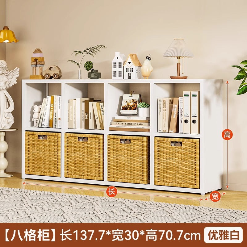 Freestanding steel bookcase for home use - modular grid design, wall-mounted or freestanding, multi-tier bookshelf, children's iron art storage rack