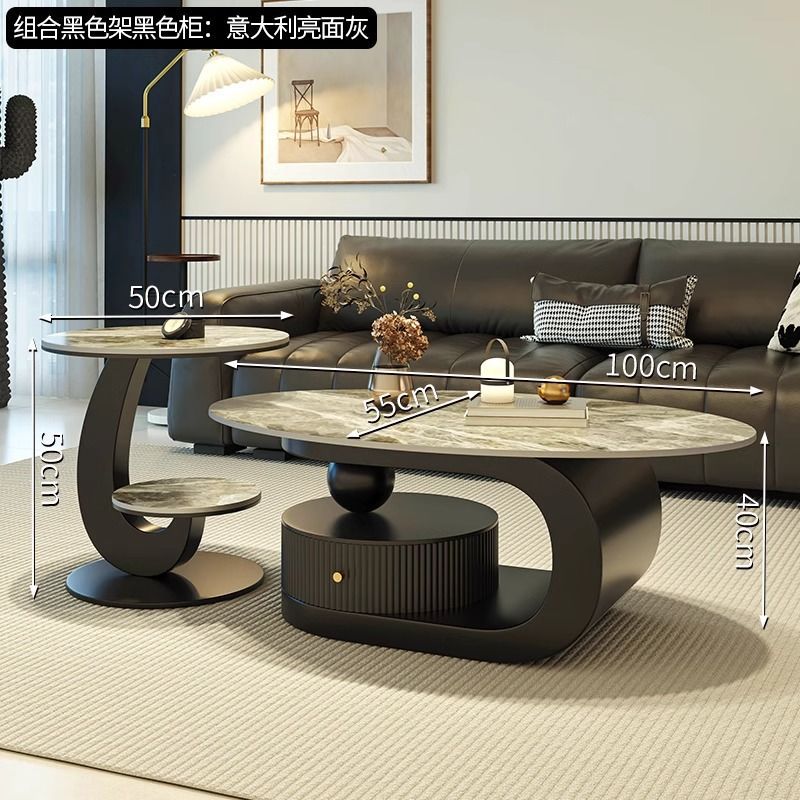 Accessible luxury italian slate coffee table cream style tea table tea table for home living room popular popular simple rental house coffee table