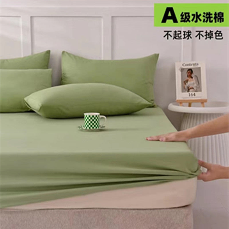 Bed sheets single piece fitted sheet all-inclusive bed cover mattress protector washed cotton summer maternal and infant washed cotton fitted sheet three-piece set
